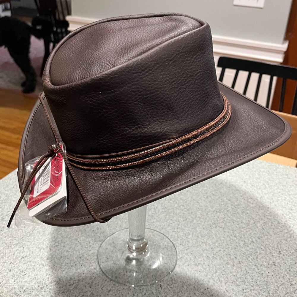 Outback Hat Cowhide‎ Leather Men XXL Midnight Rider Brown American Hat Makers - Picture 2 of 6